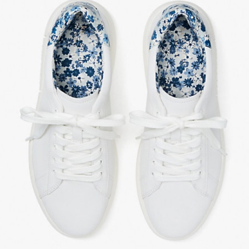 NWT Kate Spade Lift Sneakers In White, Size 6.5